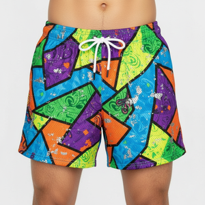 Shorts de basketball décontractés pour hommes, personnalisés, de haute qualité, 5 pouces, double couche, couleur unie, respirants, séchage rapide, taille mi-haute, en toile et maille élastiques - Product Image 1