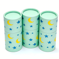 Emballage en tube de papier rose personnalisable avec impression lune et étoiles, boîte cadeau cylindrique écologique pour lotion et cosmétiques