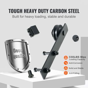 Kit Ferramenta per Porta Scorrevole a Binario da 2,4 m (8FT) per Carichi Pesanti, 150 kg (330 libbre), per Bagno, Adatto a Porte Doppie fino a 1,15 m (3.7FT) o 1,35 m (4.3FT) di Larghezza, Binario da 3,3 cm (1.3") o 2,5 cm (1.0") di Diametro - Product Image 3