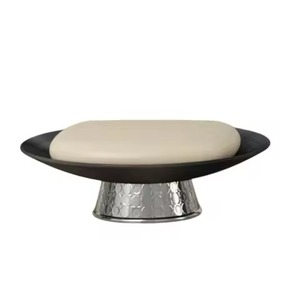 <b>Cheap</b> Price Standard Design Oval Shape Decorative Soap DishTwo Tone Metal Soap Dish Elegant Black And Silver Finish Oval Soap Ho - Product Image 1
