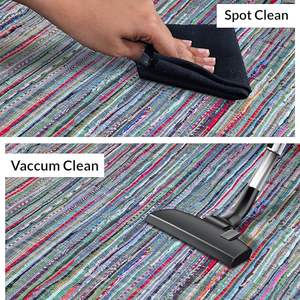 Alfombra de Tela Trenzada Chindi Multicolor 2026, Estilo Boho, Rústico, Tejida a Mano, Reversible, de Algodón Natural Reciclado - Product Image 3