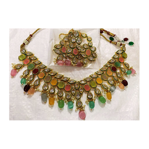 Mayorista indio Conjunto de joyería de moda de lujo Diseñador personalizado Chapado en oro Kudan Collar Pendientes Boda Fiesta de compromiso - Product Image 6