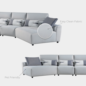 Sofá Seccional Reclinable Goodnite, Duradero, de 1-3 Plazas, Tapizado en Tela con Espuma de Alta Densidad, Diseño Minimalista y Cómodo, ML9002 - Product Image 4