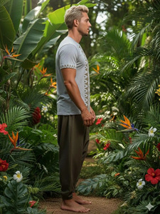 T-shirt en coton gris à imprimé aztèque pour homme, tendance et très vendu en 2026 |   T-shirt d'été décontracté à manches courtes et col rond pour la garde-robe des stylistes - Product Image 4
