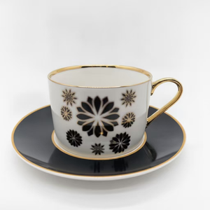 Ensemble de soucoupe de tasse à café en céramique à motif assorti moderne de votre propre créativité Bordure dorée Divers motifs - Product Image 5