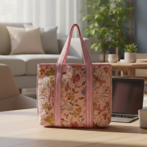 Sac fourre-tout en coton écologique réglable, design spacieux, coutures renforcées, fonctionnalités multifonctionnelles pour le shopping et les voyages - Product Image 3