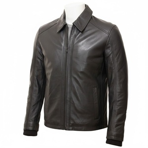 Men's Streetwear Casual Winter Loose-Fit Leather Jacket with Zipper Front Windproof Comfortable Leather Jackets - Product Image 1
