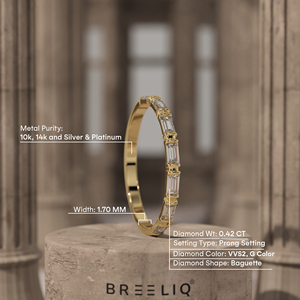 14K Solid Gold Lab Grown Diamond Baguette Ring Minimal Linear Eternity Band Slim Stackable Wedding Jewelry - Product Image 2