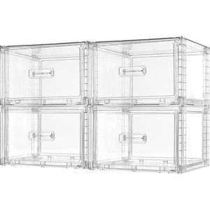4 Pack 18QT Clear <b>Plastic</b> Storage <b>Drawers</b> & Carts <b>Stackable</b> Closet Organizers for Kitchen & Bathroom Easy Assembly Required - Product Image 1