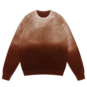 Pull en tricot surdimensionné personnalisé pour homme, 100% coton, pull en tricot dégradé, streetwear, pull d'hiver - Product Image 3