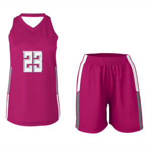 Conjunto <span class=keywords><strong>de</strong></span> Camiseta <span class=keywords><strong>de</strong></span> Baloncesto Rosa, Cuello en V, Sin Mangas, Absorbe la Humedad, Pantalones Cortos con Cintura Elástica, Números <span class=keywords><strong>de</strong></span> Equipo, Impresión Sublimada, Unisex para Adultos - Product Image 1