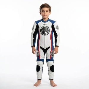 Combinaison de course en cuir pour enfants, combinaison de moto pour jeunes, cuir de vache véritable, design personnalisé, taille personnalisée, MOQ 1 - Product Image 5