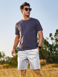 Shorts décontractés pour hommes, légers, en tissu de coton doux, taille élastique, confortables, pour la salle de sport, la course à pied, la détente, la plage, pour hommes - Product Image 3