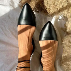 Mules en cuir noir à lacets, mules pour femmes, chaussures à lacets à la cheville, sandales d'été. - Product Image 1