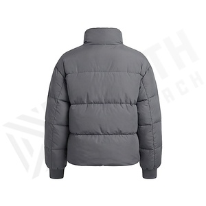 Hooded Quilted Waterproof <b>Bubble</b> Jacket Black Full Sleeve Winter Windproof Cotton Shell Knitted Fabric Polyester Filling Stand - Product Image 2