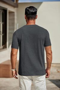 Camiseta Moderna para Hombre con Cuello en V, Informal, de Manga Corta, Ligera, de Algodón Jersey, Suave al Tacto, Cómoda, Ajustada, de Secado Rápido - Product Image 2