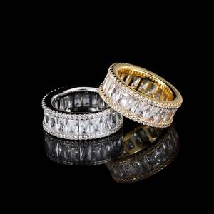 Lab Grown Diamond Baguette Eternity Band 925 <b>Silver</b> Gold Tone <b>Ring</b> <b>Mens</b> Womens Luxury Iced Wedding Anniversary Statement <b>Ring</b> - Product Image 3