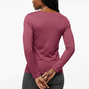 T-shirt à manches longues et col rond pour femme, coupe ajustée, en coton doux extensible, uni, décontracté, personnalisable, OEM, vente en gros, usine du Pakistan - Product Image 2