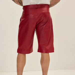 Made in Pakistan <b>Men</b> Leather <b>Shorts</b> Eco-Friendly Solid <b>Pattern</b> High Street Style Knee Length Low Price - Product Image 2