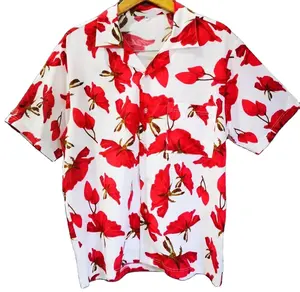 New Arrival Red Clothing Flower Shirt Short Sleeve Factory Price Wholesale Softest Summer Unisex Thailand Italian Silk