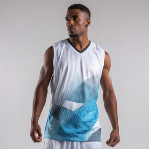 Camiseta de Baloncesto Sublimada con Cuello en V, 100% Poliéster, Secado Rápido, Camiseta de Baloncesto sin Mangas para Hombre, Camiseta de Fútbol Sublimada para Hombre - Product Image 3