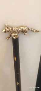 Canne de marche en bois et métal avec poignée en forme de loup, style victorien antique en laiton, légère, faite à la main, objet de collection, cadeau unisexe, pour usage extérieur - Product Image 5