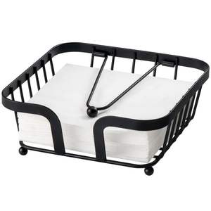 Porta Servilletas de Metal Negro Antideslizante, Diseño de Alambre Plano, Colgante, para Cocina, Hogar, Hotel, Porta Papel Decorativo - Product Image 6