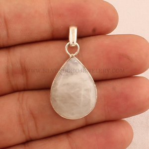 Colgante de Piedra Lunar Arcoíris Natural, Plata de Ley 925, Venta al por Mayor, Colgante de Gema de Piedra Lunar Fuego Azul AAA, Joyería de Plata Hecha a Mano - Product Image 3