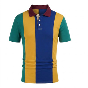 Polo personnalisé à blocs de couleur avec logo pour homme – Polo slim fit en piqué 100 % coton de qualité supérieure – Tee-shirt de golf décontracté rayé en gros OEM - Product Image 1