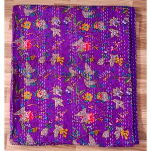 ผ้าห่มทำมือสไตล์วินเทจลายดอกไม้แบบอินเดีย  ผ้าฝ้ายออร์แกนิคเป็นมิตรกับสิ่งแวดล้อม  งานแฮนด์เมดแบบคันธา  นุ่มสบาย  สำหรับผู้ค้าส่ง - Product Image 6