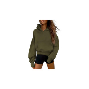 Sweat-shirt à capuche ample pour femme, couleur unie, pull à manches longues, haut décontracté confortable pour femme - Product Image 1