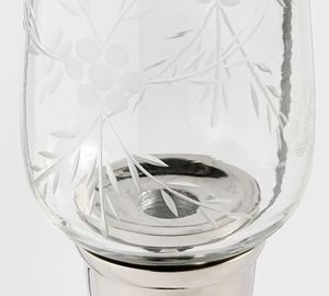 Elegant Glass Pillar Holder <b>Silver</b> Base Tapered Design Embossed Floral Pattern Heat Resistant Eco-Friendly Handmade Christmas - Product Image 3