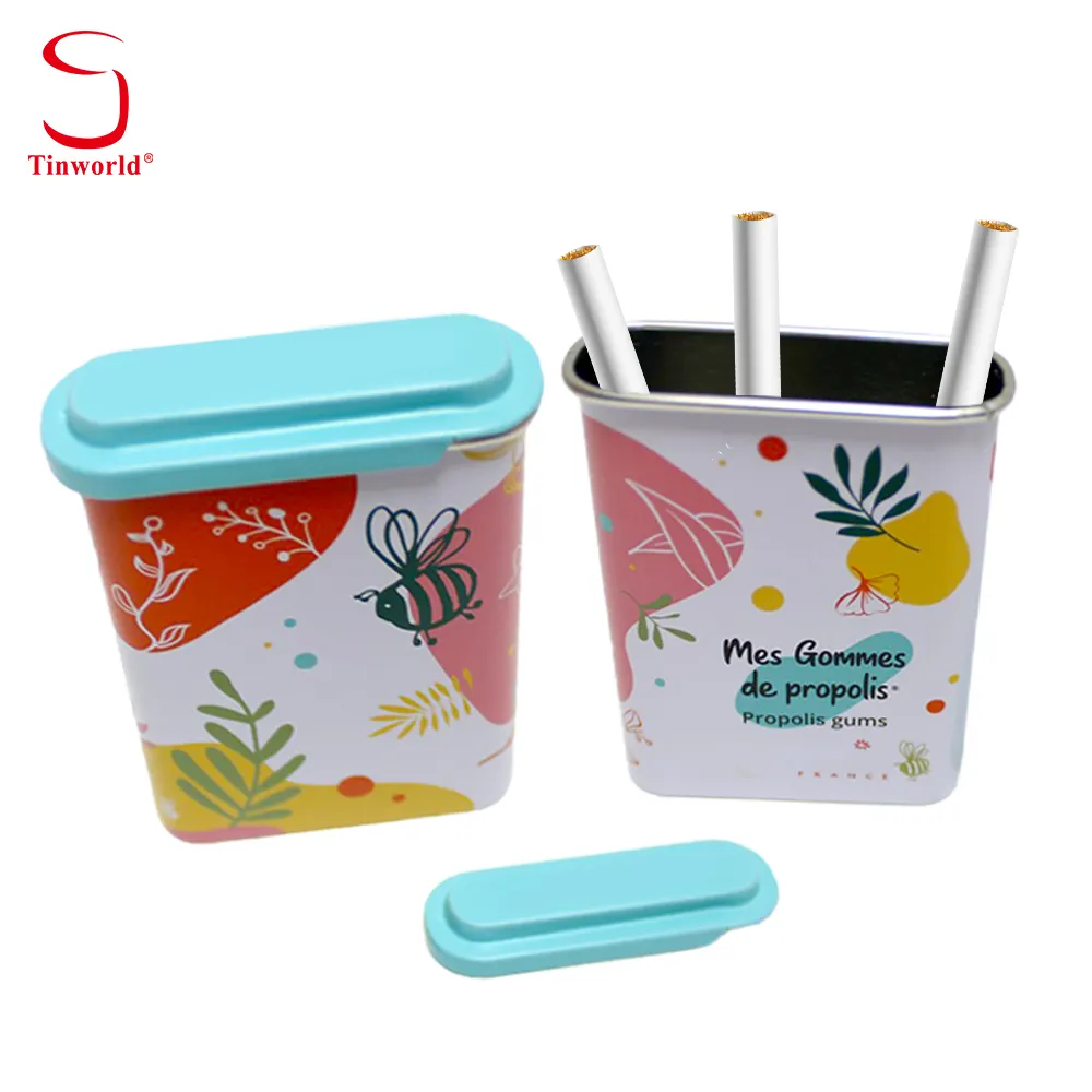 Tùy Chỉnh Sang Trọng Sigaretter Tinplate Lưu Trữ Container Thuốc Lá Kim Loại Trường Hợp/Có Thể Đóng Gói Số Lượng Lớn Trượt Nắp Thuốc Lá Hộp Thiếc