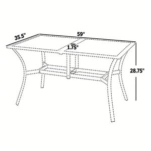 Tavolo da Pranzo Rettangolare Marrone per Terrazza e Giardino - Solo Tavolo - Product Image 6