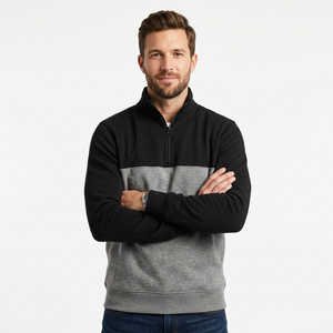Sudadera con media cremallera al por mayor de fábrica, sudadera con media cremallera de forro polar de poliéster, sudadera con media cremallera minimalista - Product Image 5