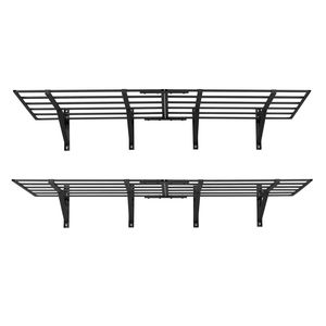 Scaffalatura a Muro in Acciaio a 2 Livelli per Garage, Set da 4 Unità da 2 x 3 Piedi, Stoccaggio Flottante 24 x 72 Pollici, 2 x 3 Piedi per Ripiano - Product Image 1