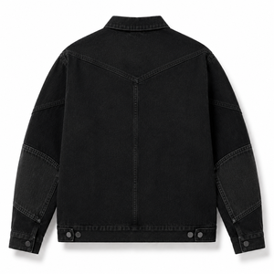 Veste en jean noire pour homme, décontractée, coupe ample, délavée à l'acide, respirante, en coton écologique, avec poches, automne-hiver - Product Image 2