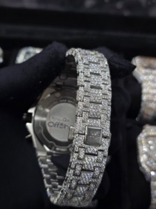 Reloj de Estilo Hip Hop de Acero Inoxidable con Movimiento de Cuarzo, Correa de 16 mm con Incrustaciones de Diamantes Moissanite VVS de Primera Calidad - Product Image 6