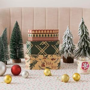 Scatole Vintage Riutilizzabili per Natale, Grandi Contenitori Decorativi in Cartone per Regali - Scatole Regalo Natalizie con Coperchi - Product Image 2