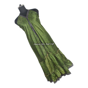 Nuevo Vestido Bohemio Hippie, Compra en Línea al por Mayor, Ropa de Mujer, Sari Indio Vintage, Vestido de Tela de Seda, Elegante Vestido de Noche sin Mangas para Damas - Product Image 3
