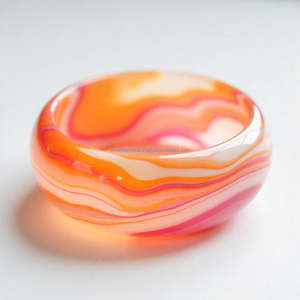 Bracelet en résine de fleur d'été pour femmes fabriqué à la main Style ange inspiré des couleurs tourbillonnantes Unique Chic Fashion - Product Image 1