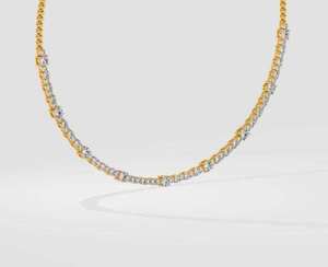 Collier sophistiqué en diamant de laboratoire sur or jaune, bijou de luxe élégant pour occasions nuptiales et cadeau précieux - Product Image 3
