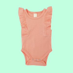 Body de Punto Rosa Bebé Unisex con Volantes, Manga de Pétalo, Cuello Redondo, Algodón Suave, Cierre de Botones a Presión, Ropa para Bebés y Niños Pequeños para Toda la Temporada - Product Image 4