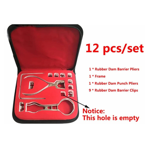 12 Piece Dental Rubber Dam Instrument Set Stainless Steel <b>Clamps</b> <b>Frame</b> Forceps Punch Kit for Dental Surgery - Product Image 4