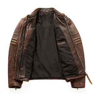 Wholesale <b>Sheepskin</b> Leather <b>Jacket</b> Leather <b>Jacket</b> with Lining Low MOQ Manufacturing Service - Product Image 3
