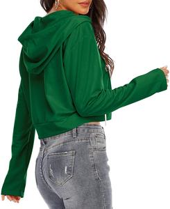 Crop top running ensemble ensemble manches courtes % 100 coton MINCE À Manches Courtes tops plussize à capuche pour femmes top - Product Image 4