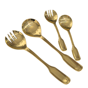 Stainless Steel & Brass <b>Salad</b> <b>Server</b> Set Leaf Designer Elegant Crafts Dinner Table Decor Pieces <b>Salad</b> <b>Server</b> - Product Image 4
