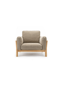 Sillón Escandinavo de Tela con Estructura de Madera, Respaldo Acolchado Suave, Asiento Individual para Sala de Estar, Hotel, Villa, Apartamento - Product Image 1