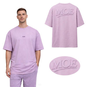 Camiseta de Hombre al por Mayor, Estilo Urbano Minimalista, con Logotipo Impreso en Relieve, Fabricante OEM Personalizado - Product Image 1