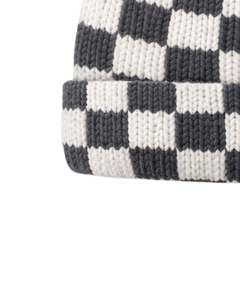 Gorro de Punto Personalizado con Diseño de Tablero de Ajedrez Gris y Blanco, Gorro de Invierno Cálido con Borde, Gorro de Punto Acrílico Suave, Unisex, Estilo Urbano - Product Image 4